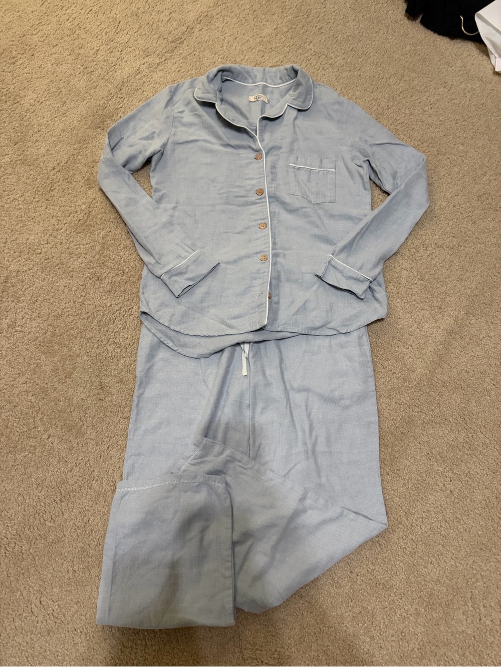 UGG Light Blue Pajama Set Medium Cozy Button Down Lounge Set